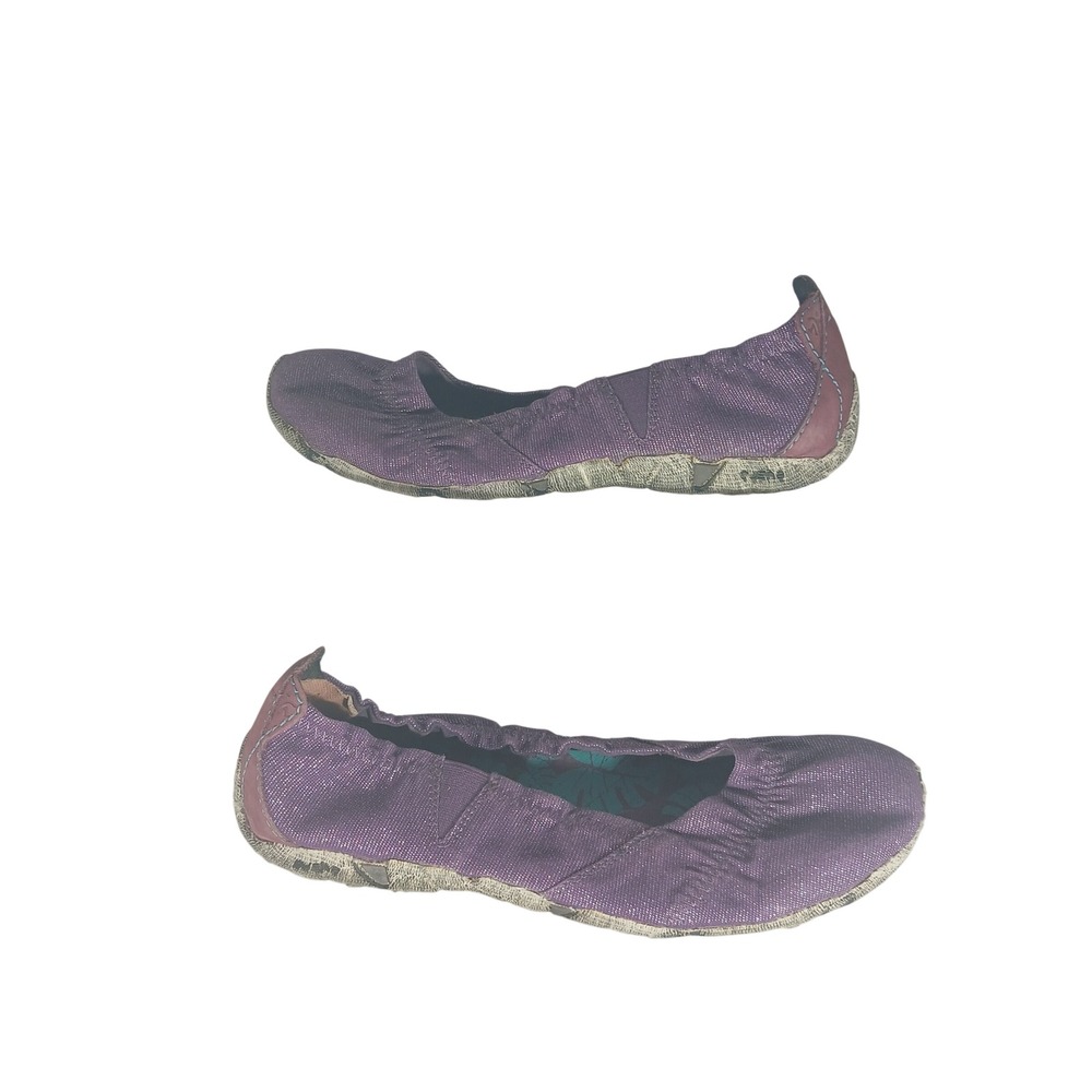 Koa Canvas Purple Metallic Ballet Flats‎ Womens Size 8 Slip On Shoes UW00723